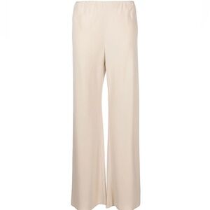 Cream Wide-Leg Silky Pants